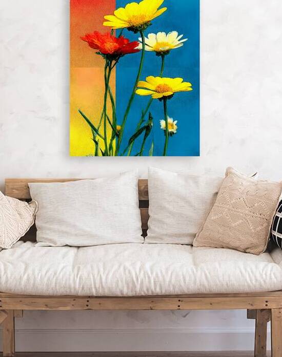 Rainbow Bloom – Color Block Daisy Print by Savage Art Prints