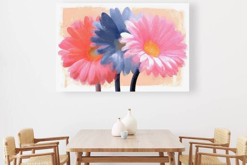 Cotton Candy Gerbera – Pink Blue Daisy Print by Savage Art Prints