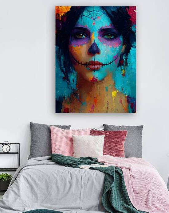 Calavera Azul Dia de los Muertos Sugar Skull by Savage Art Prints
