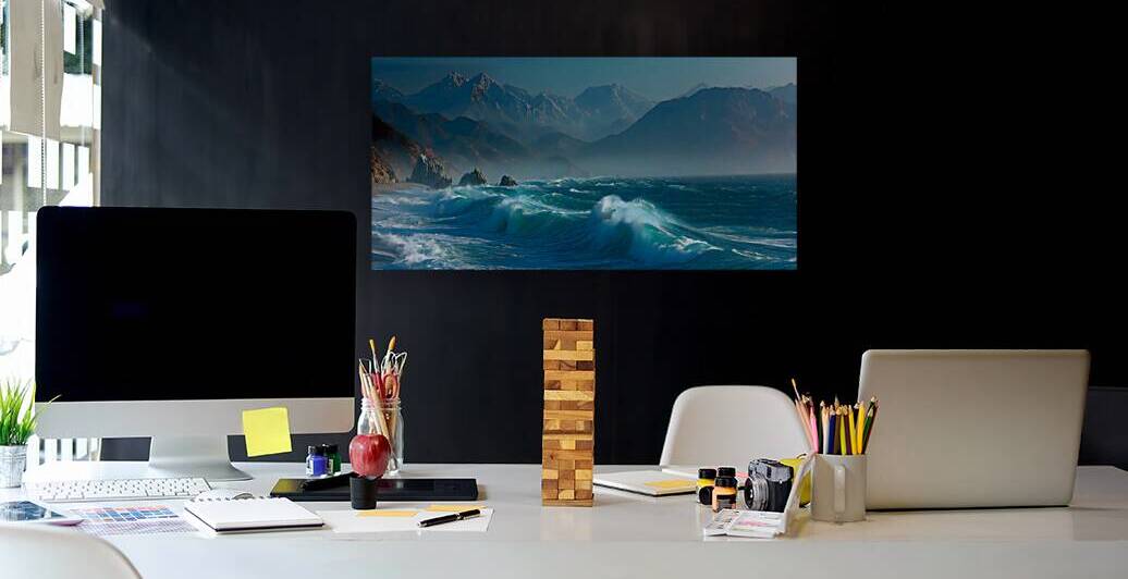 Sapphire Break – Crashing Ocean Wave Art Print by Savage Art Prints