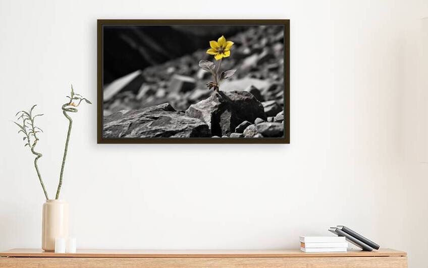 Resilient Heart – Yellow Flower Among Stones Print by Savage Art Prints