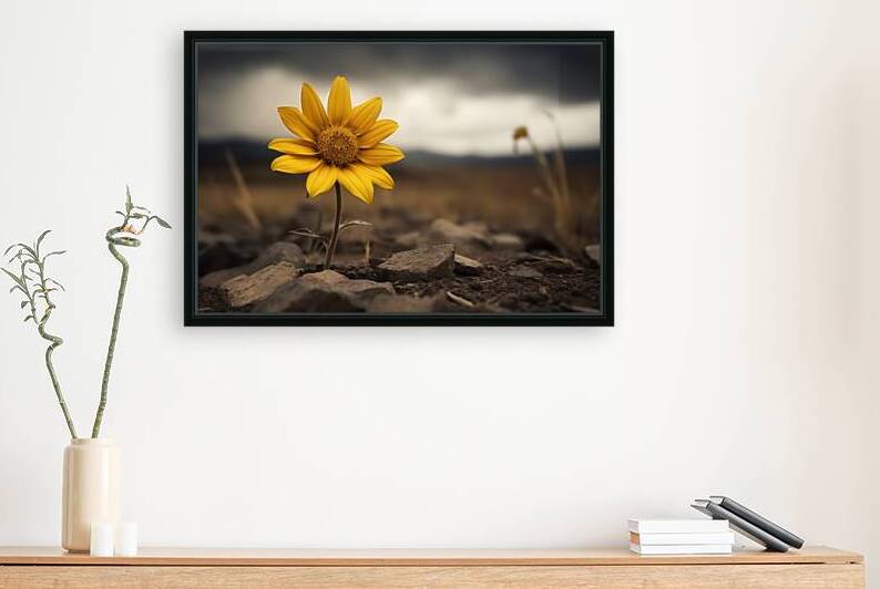 Golden Resolve – Sunflower in Sepia Field Print by Savage Art Prints