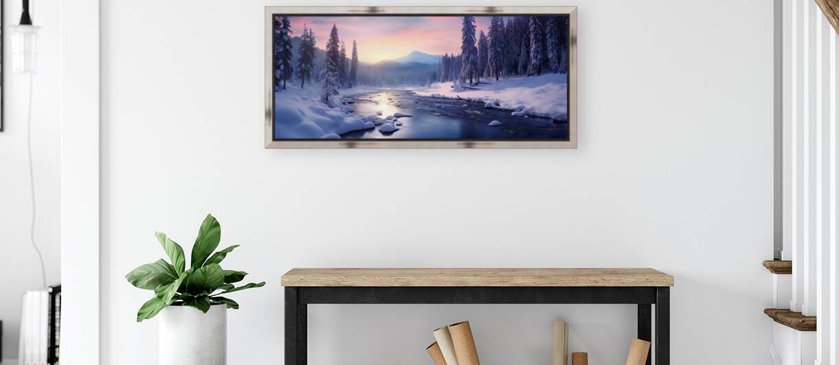 Solstice River – Winter Twilight Landscape Print by Savage Art Prints