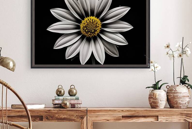 Resplendent – Luminous Daisy Monochrome Art Print by Savage Art Prints
