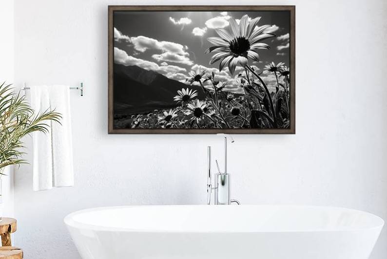 Bloomscape – Wide Field Floral Monochrome Art Print by Savage Art Prints
