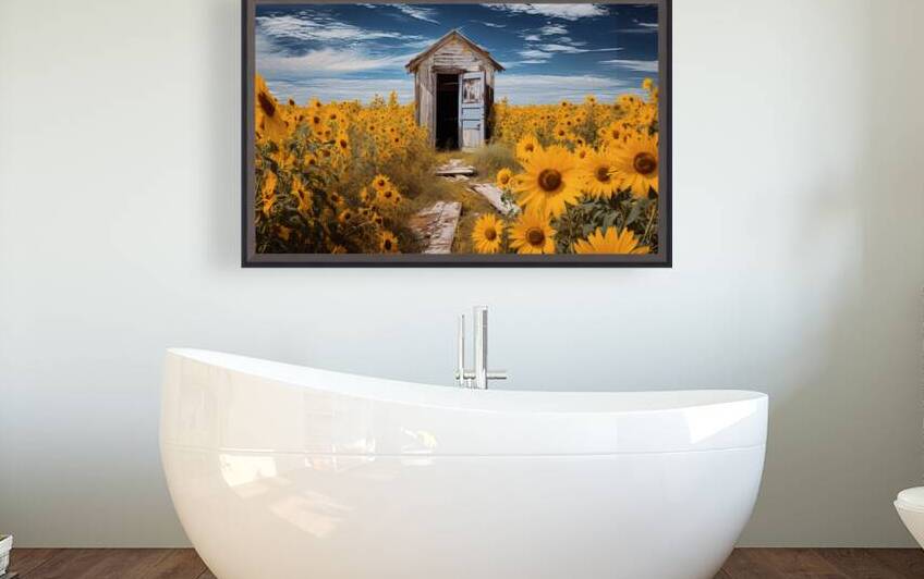 Shed - Sunflower Field Cottage Art Prints by Savage Art Prints
