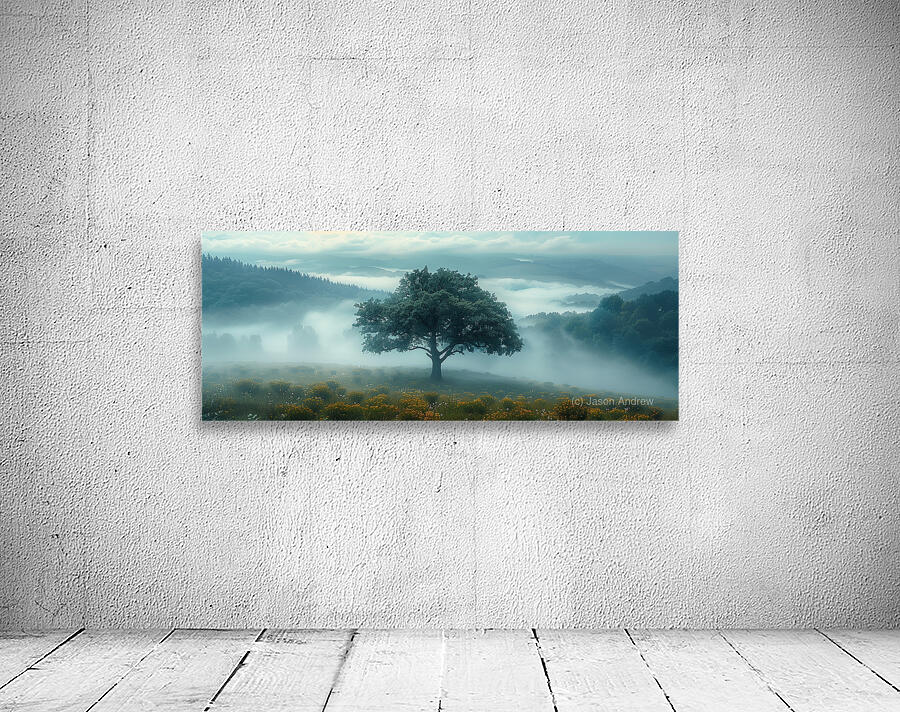 Keeper of the Valley - Misty Meadow Tree Art Prints Wall Preview