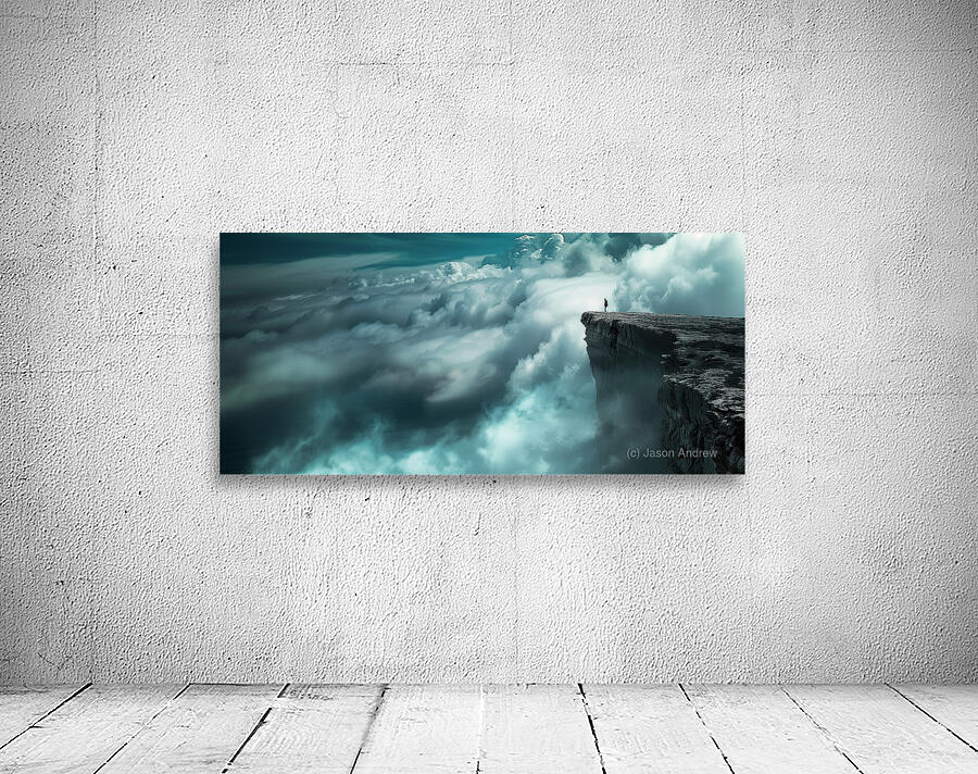 At the Edge of Heaven - Cliff Above the Clouds Art Prints Wall Preview