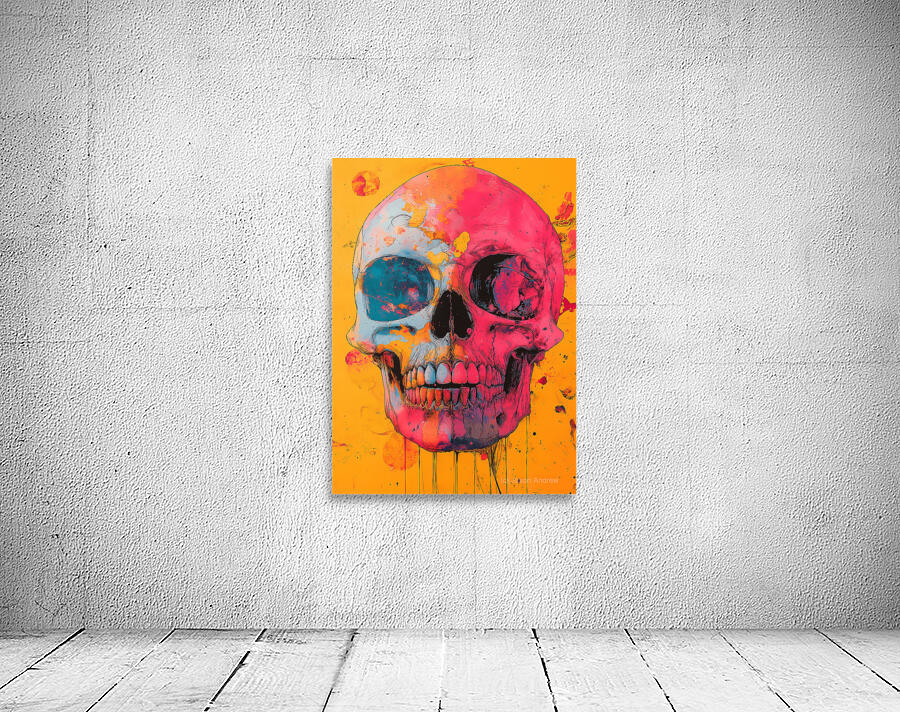 Uninhibited - Neon Skull Portrait Art Prints Wall Preview