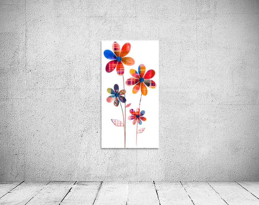 Plaid Botanica 5 - Retro Floral Art Prints Wall Preview