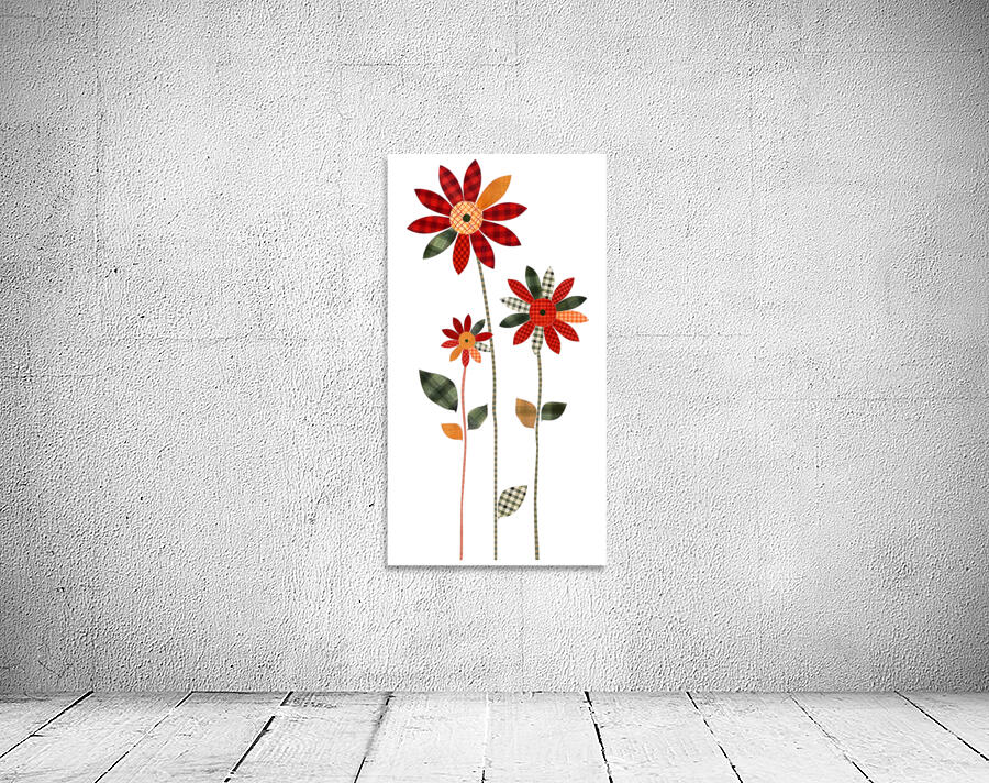 Plaid Botanica 13 - Retro Floral Art Prints Wall Preview