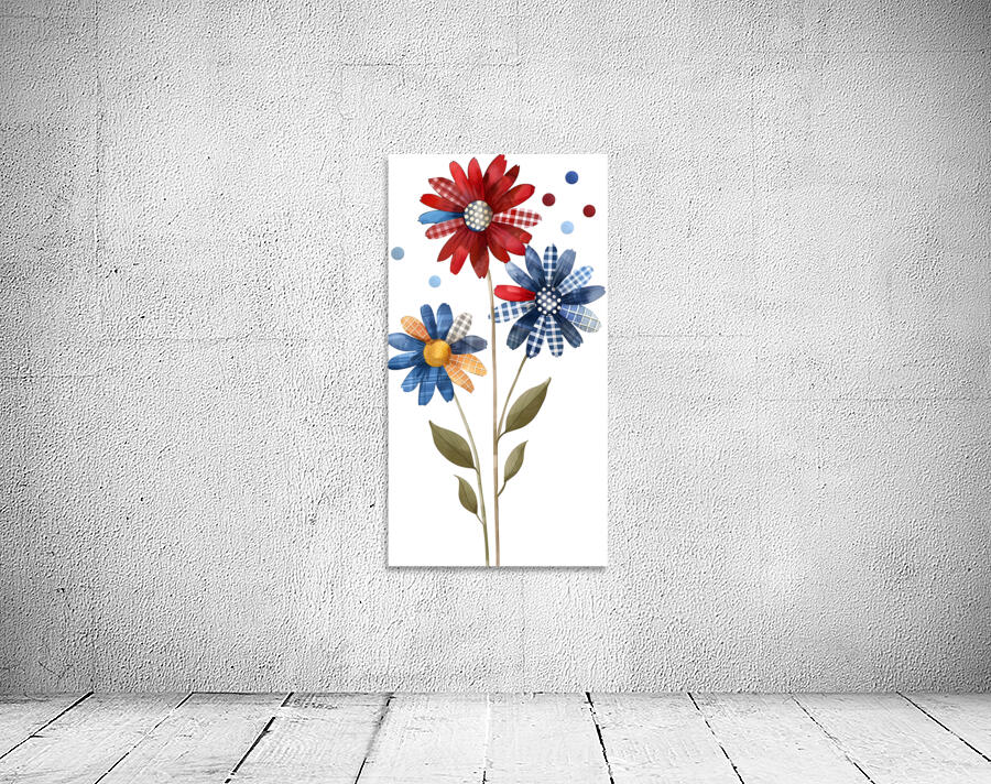 Plaid Botanica 7 - Retro Floral Art Prints Wall Preview