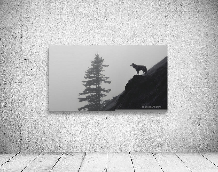 Misty Morning Lookout - Monochrome Landscape Art Prints Wall Preview