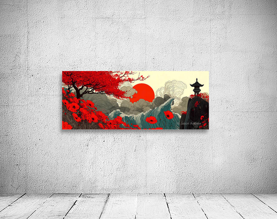 Sakura To Taiyo 桜と太陽 - Cherry Blossoms And Sun - Japanese Floral Art Prints Wall Preview