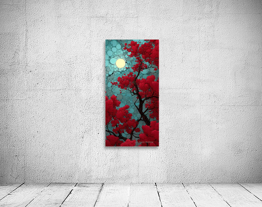 Mangetsu Sakura No Eda 満月桜の枝 - Full Moon Cherry Blossom Branch - Japanese Cherry Blossom Art Prints Wall Preview