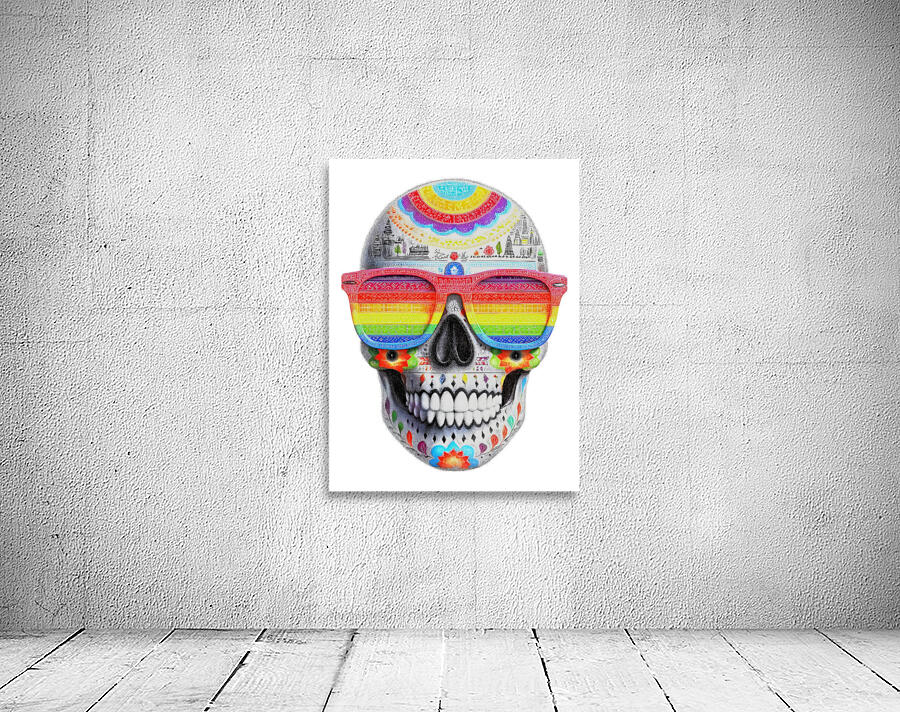 Calavera Del Arcoiris - Rainbow Skull - Dia de los Muertos Art Prints Wall Preview