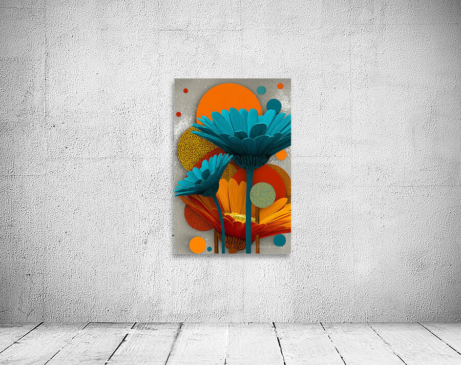 Atomic Petals – Modern Floral Art Print Wall Preview