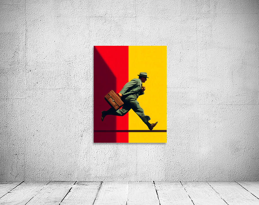 The Man Who Ran from Time – Surreal Poster Art Print Wall Preview