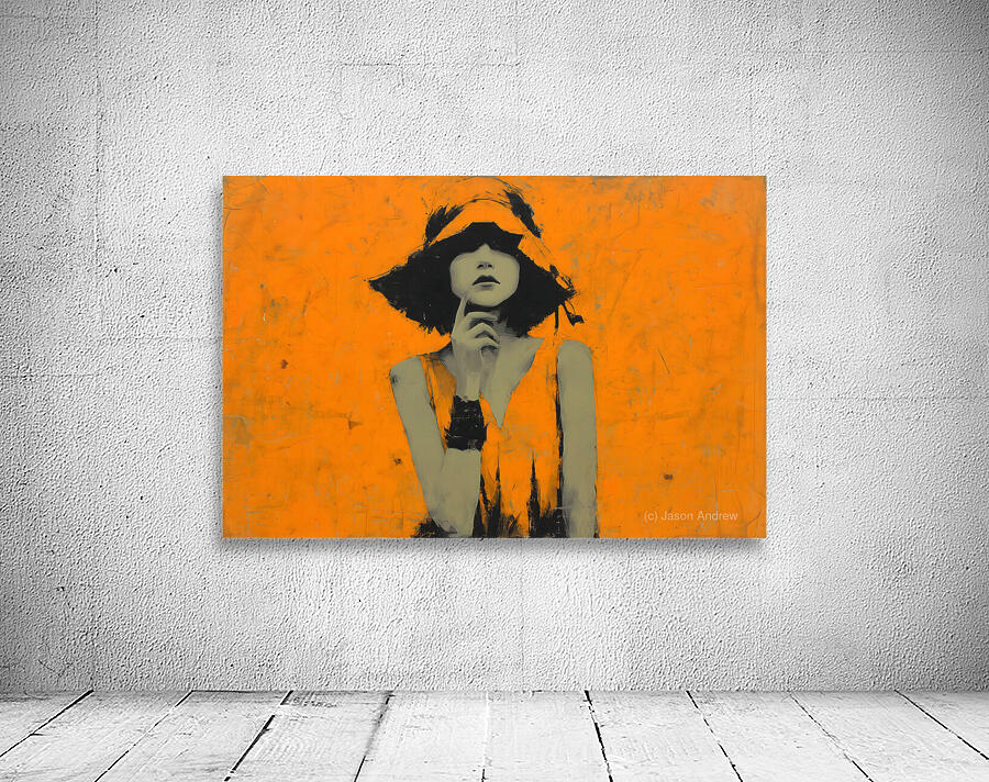In the Orange Shadow – Vintage Fashion Art Print Wall Preview
