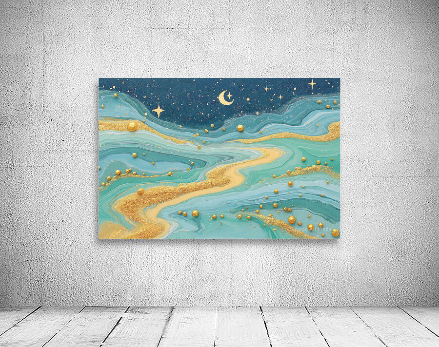 Golden River Flow – Fluid Abstract Art Print Wall Preview