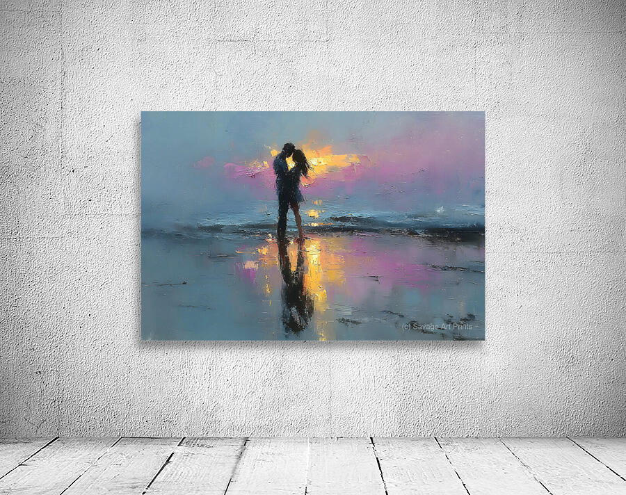 Sunset Kiss – Romantic Seascape Art Print Wall Preview
