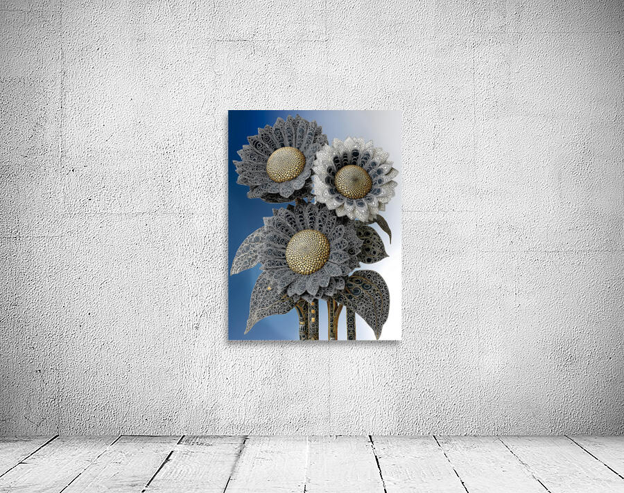 Gilded Sunflower Filigree – Ornate Floral Art Print Wall Preview