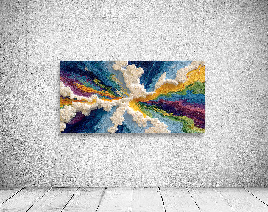 Spectrum Cloudburst – Textured Impasto Abstract Print Wall Preview