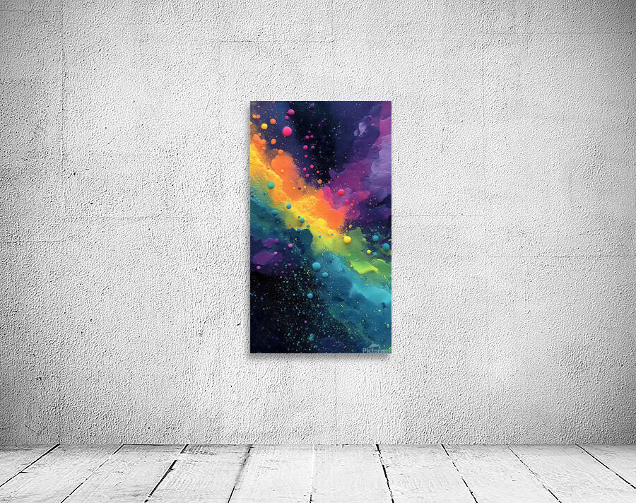 Cosmic Drift – Neon Galaxy Abstract Print Wall Preview