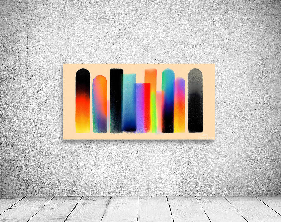 Chromatic Towers – Gradient Bar Abstract Print Wall Preview