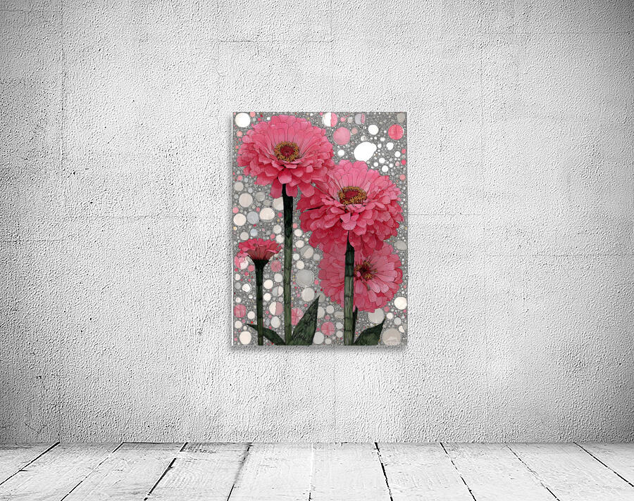 Bloom in Circles – Pink Zinnia Floral Abstract Print Wall Preview