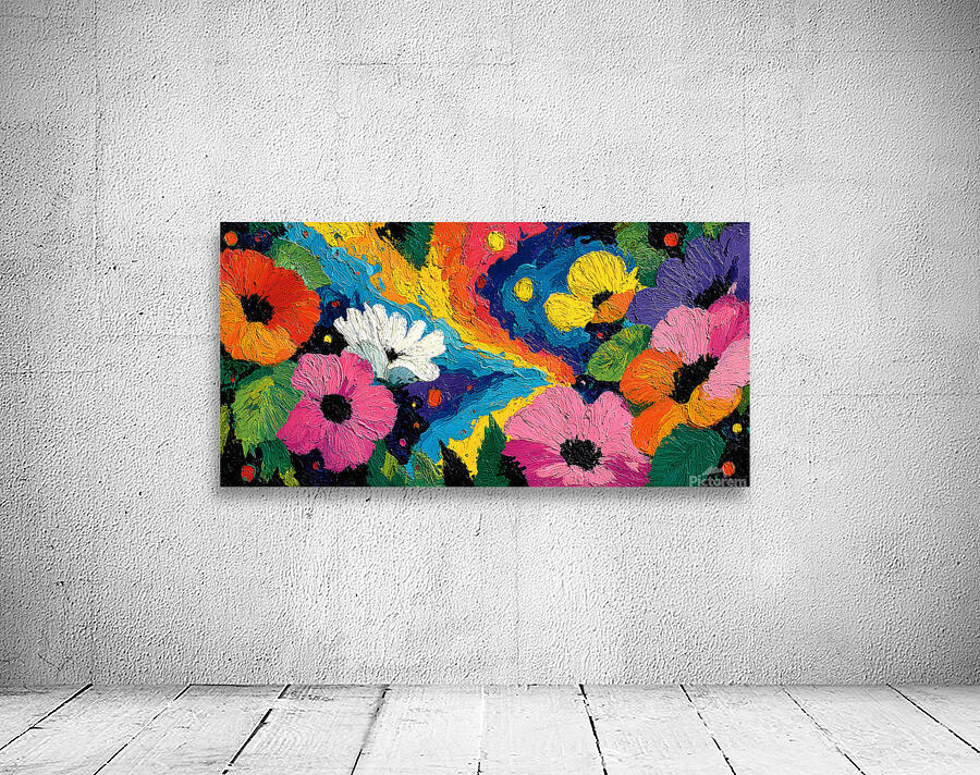 Impasto Carnival – Thick Palette Knife Floral Print Wall Preview