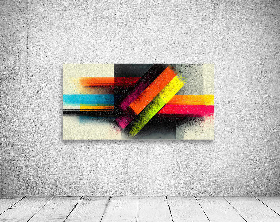Chromatic Shift – Diagonal Neon Bar Abstract Print Wall Preview