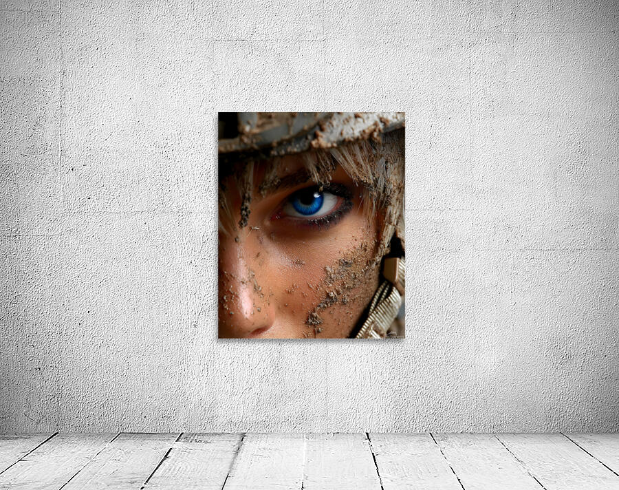 Blue Resolve – Warrior Portrait Art Print Wall Preview