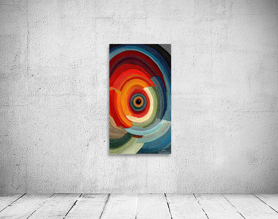 Chromatic Whirlpool – Beaded Concentric Abstract Print Wall Preview