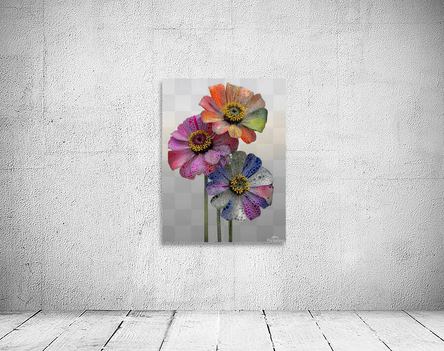 Pixel Bloom Trio – Pop Art Floral Abstract Print Wall Preview