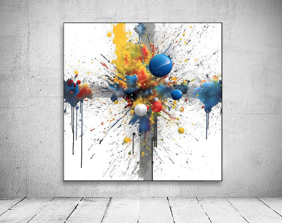 Cardinal Collision – Crossburst Abstract Print Wall Preview