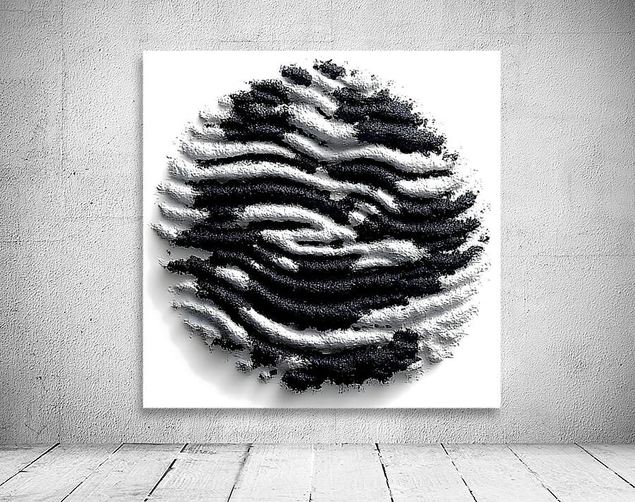 Granular Echo – Tactile Monochrome Orb Print Wall Preview