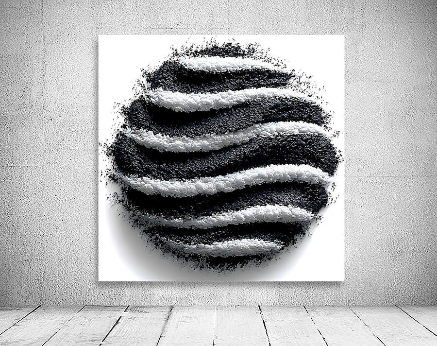 Lunar Strata – Layered Monochrome Sphere Print Wall Preview