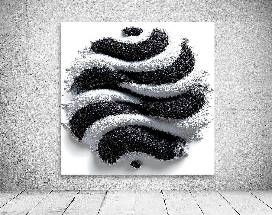 Zebra Orbit – Monochrome Ripple Sphere Print Wall Preview
