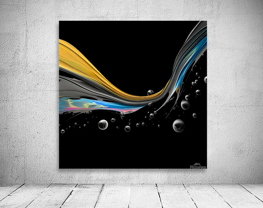 Night Tide – Gold Current Abstract Print Wall Preview