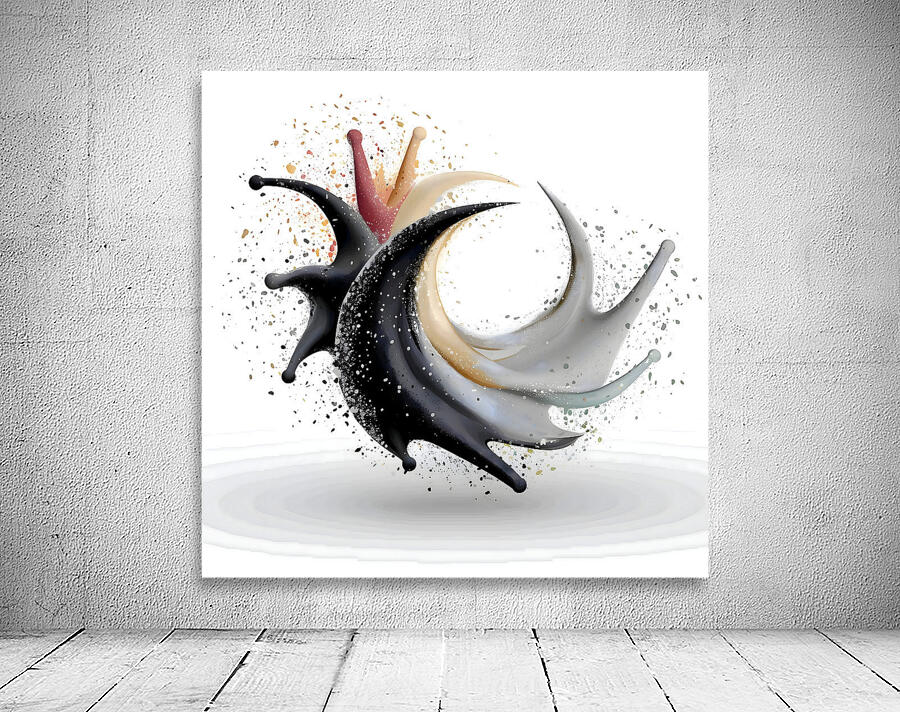 Crescent Surge – Minimal Ink & Color Burst Print Wall Preview