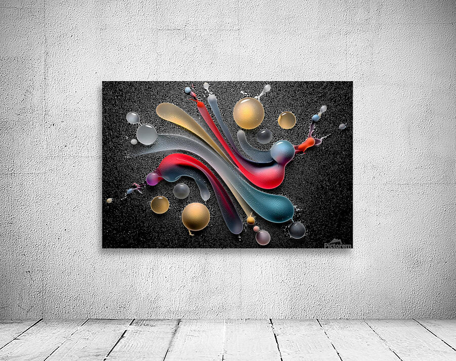 Rainbow Ribbon Rush – Night Glow Abstract Print Wall Preview