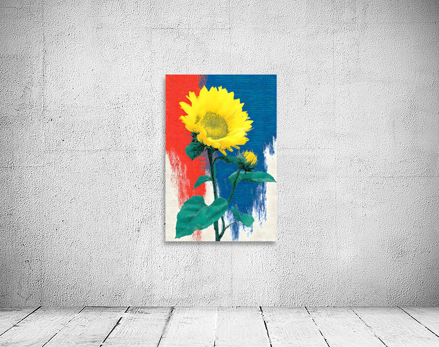 Sunflower Pop – Bold Red White  Blue Poster Print Wall Preview