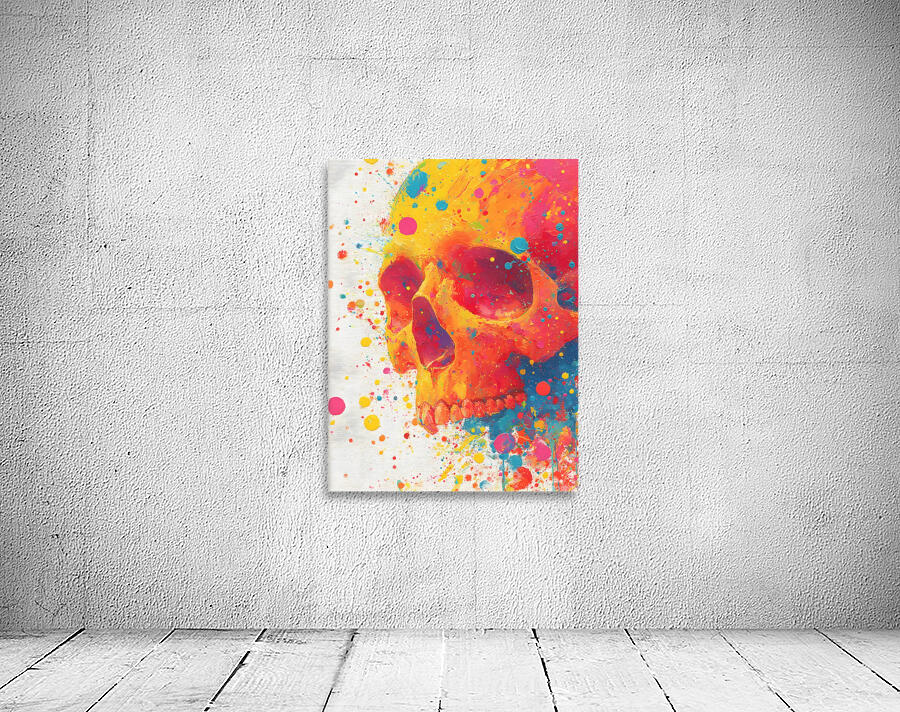 Neon Rebirth – Splatter Skull Canvas Wall Preview