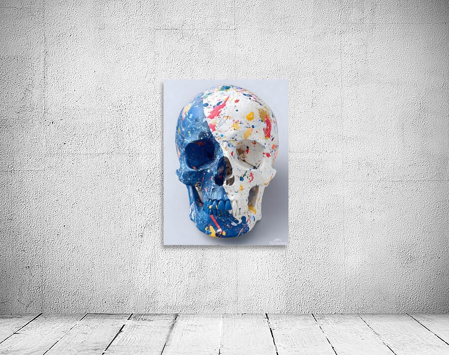 Indigo Soul – Blue and White Skull Print Wall Preview