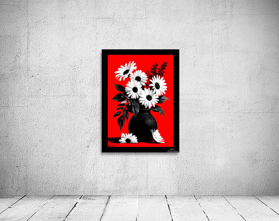 Noir Daisies – Pop Contrast Floral Print Wall Preview