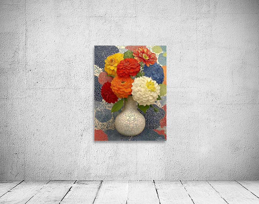 Cracked Bloom – Modern Dahlia Study Print Wall Preview