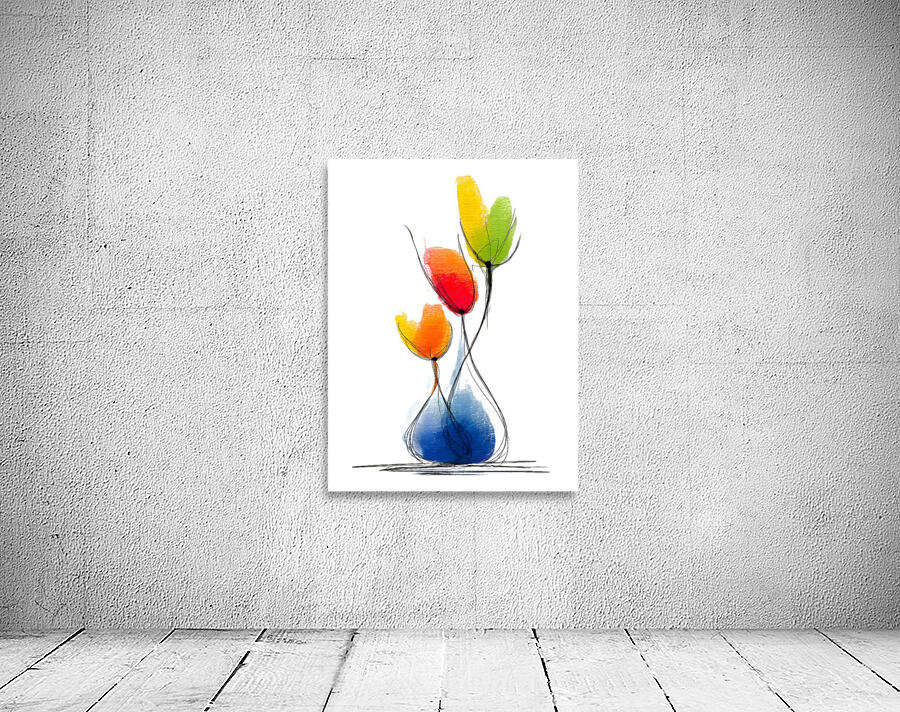 Threefold Harmony – Minimalist Watercolor Vase Print Wall Preview