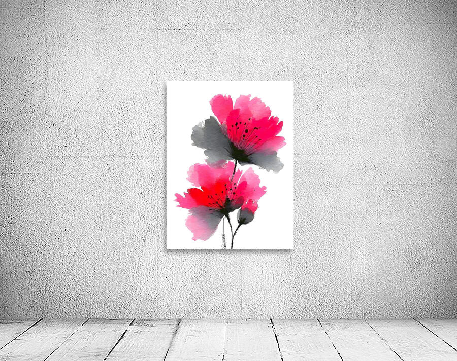 Crimson Petal Mist – Modern Watercolor Floral Print Wall Preview