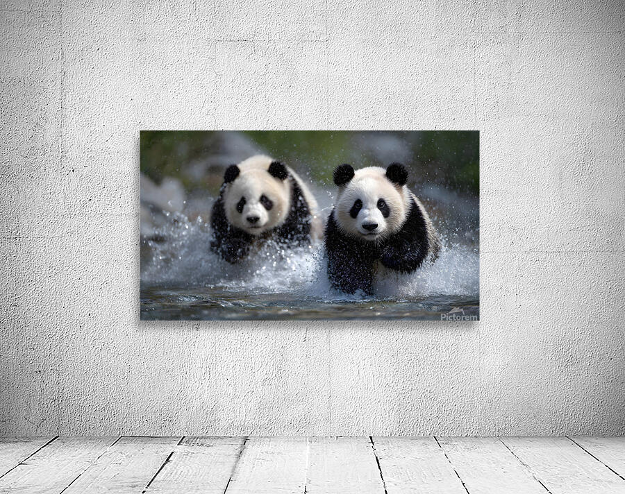 River Charge – Panda Play Print Wall Preview